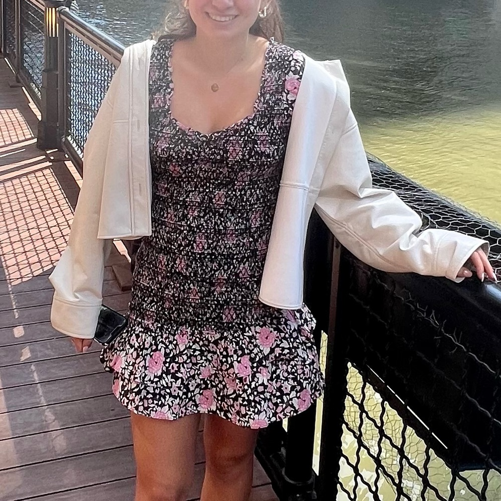 LoveShackFancy Trevor Mini Dress: Pink & White Fit and Flare Dress. Small!